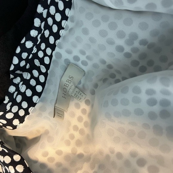 Hobbs White Polka Dot Black Sleeveless Button Up Midi Dress Size 4 - Picture 7 of 7
